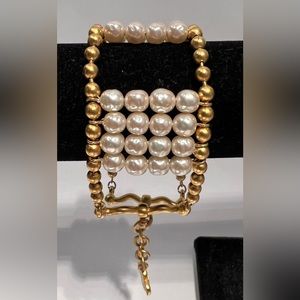 Karl Lagerfeld Bijoux Pearl and Bead Chain Bracelet